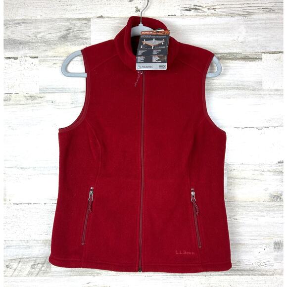 L.L. Bean Women’s Small Red Polartec Fleece Zip Vest Outdoor Fall Winter New - Picture 1 of 4